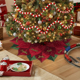 Name Custom Poinsettia Tree Skirt For Big Family, Merry Christmas 2025 - Personalized Family Shaped Tree Skirt