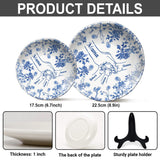 Assiette ronde en céramique personnalisée « Mains de maman et d'enfants » blanche et bleue classique - Assiette ronde personnalisée pour maman