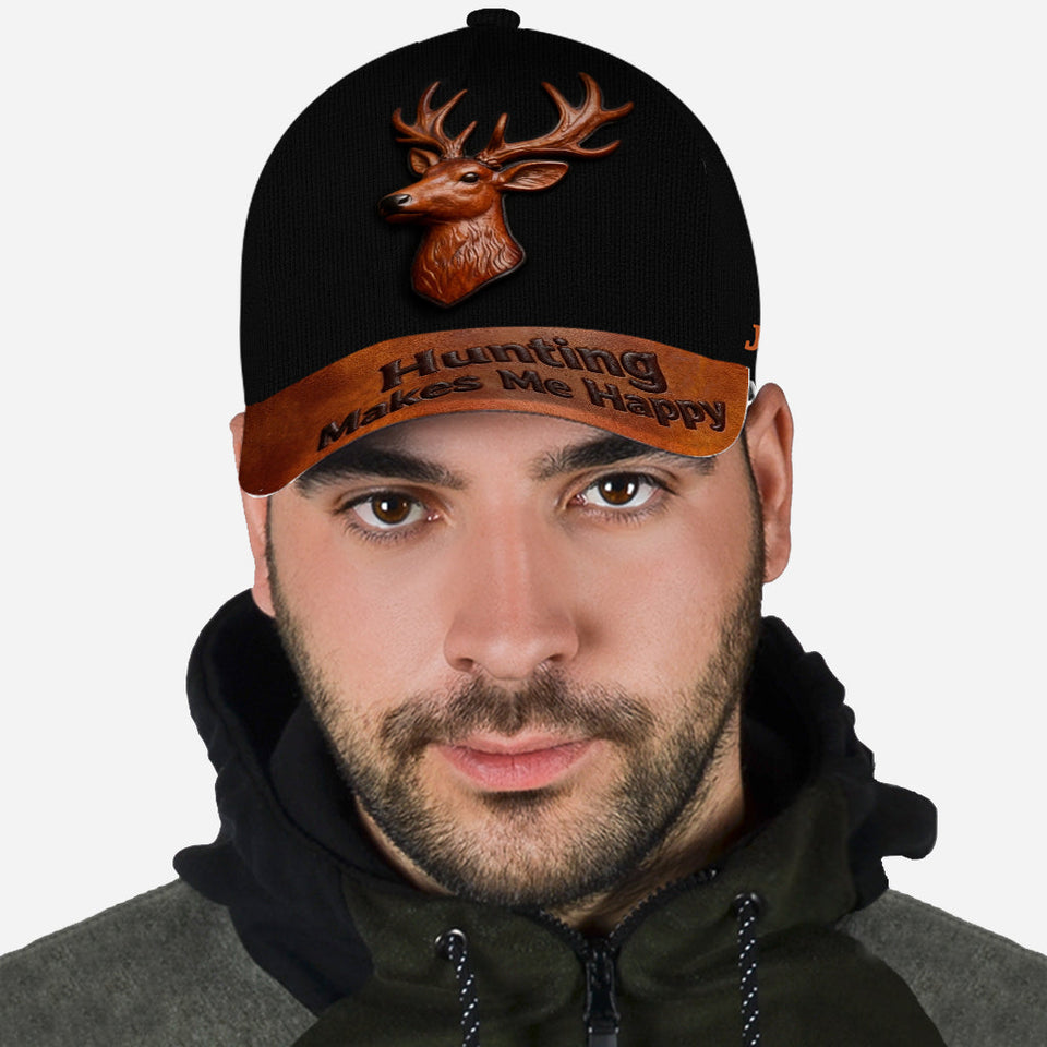 Hunting Makes Me Happy - Personalized Hunting Classic Cap