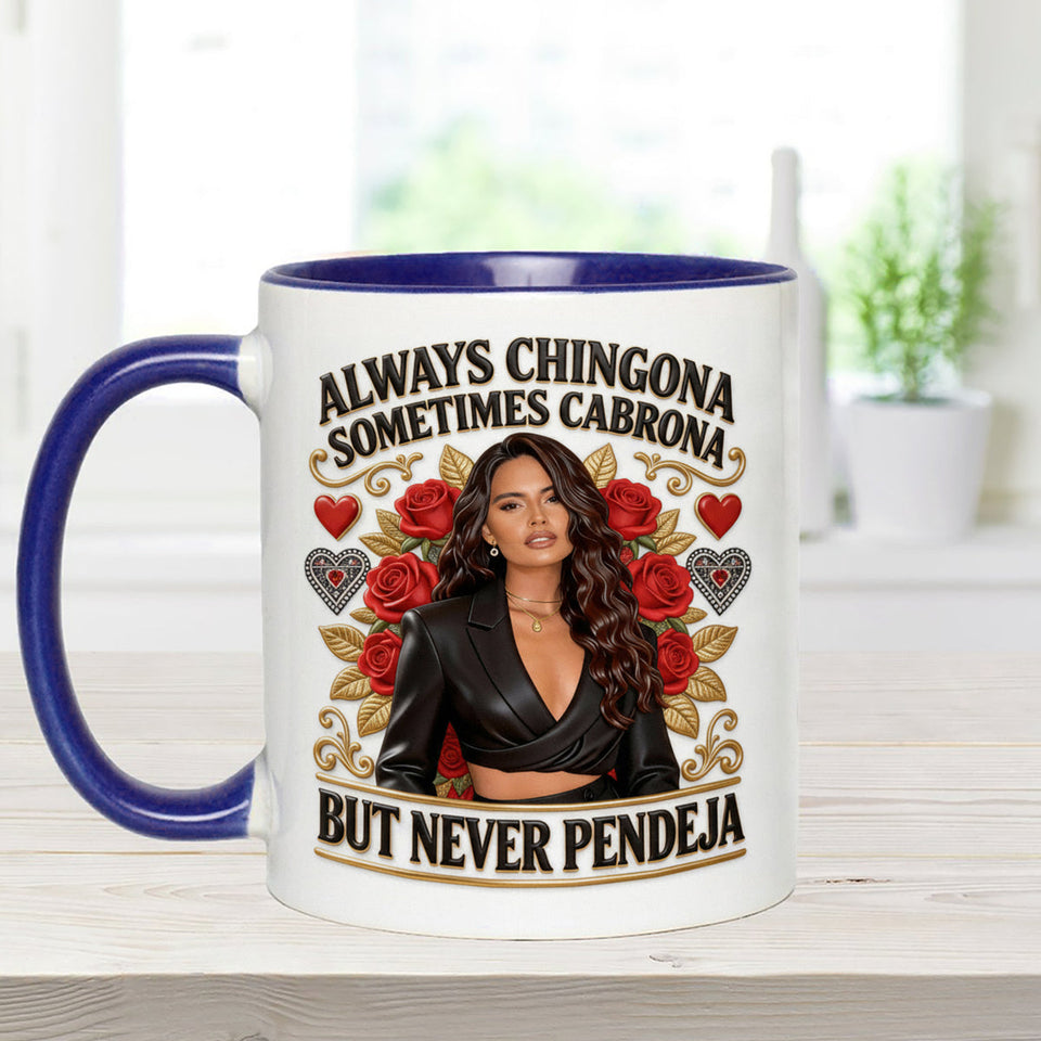 Latina Vibes, Always Chingona - Personalized Latina Women Set Accent Mug with Acrylic Stirrers