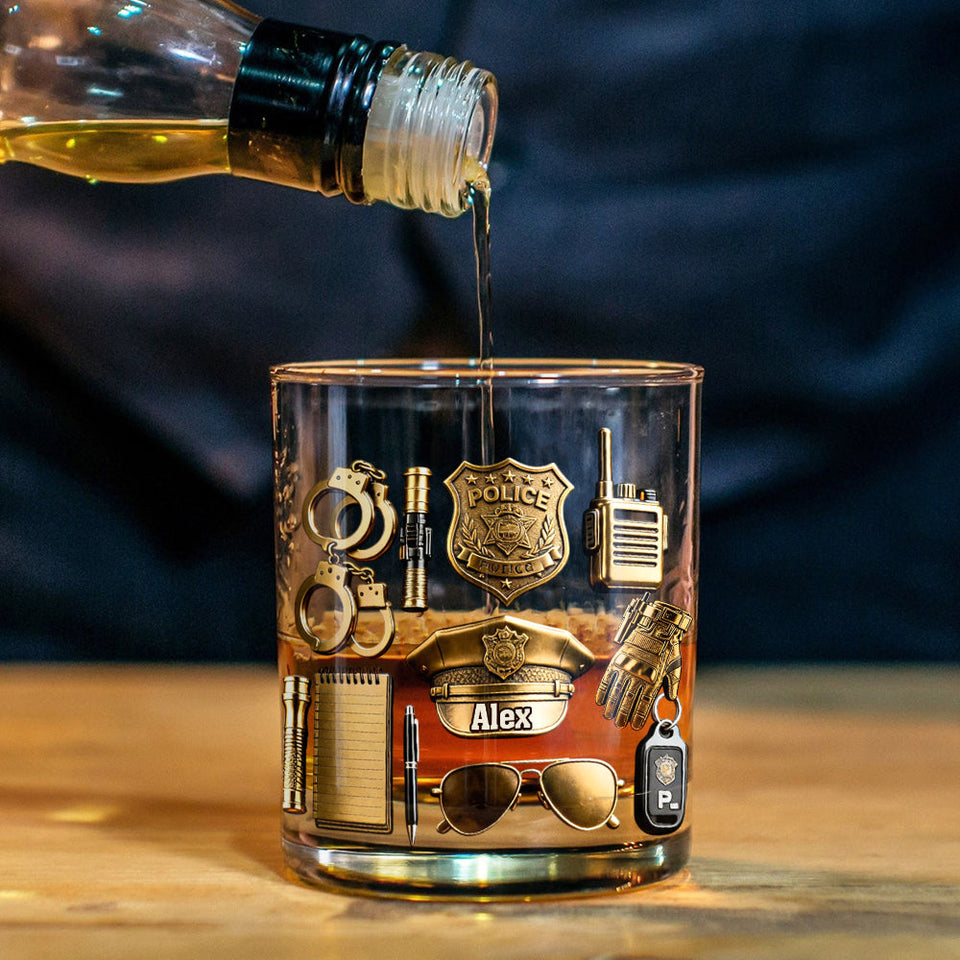 Police Officer - Personalized Police Officer Whiskey Glass