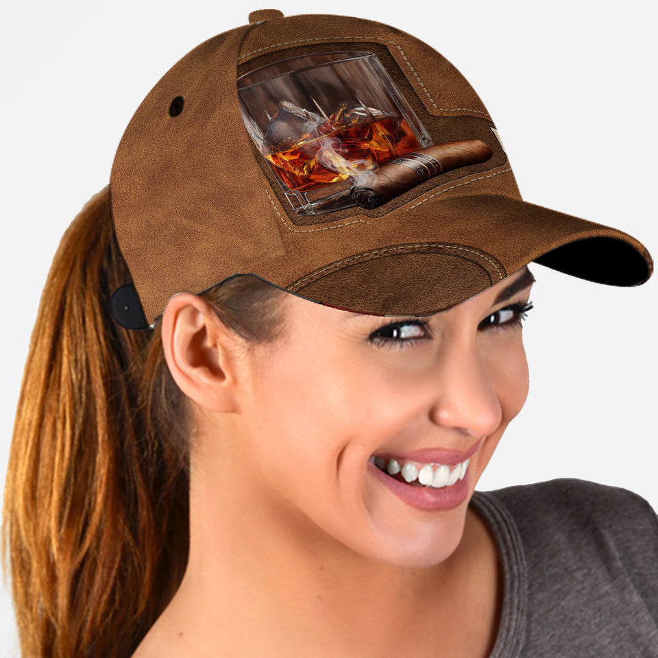 Whiskey, Rum, And Cigar - Personalized Liquor Classic Cap