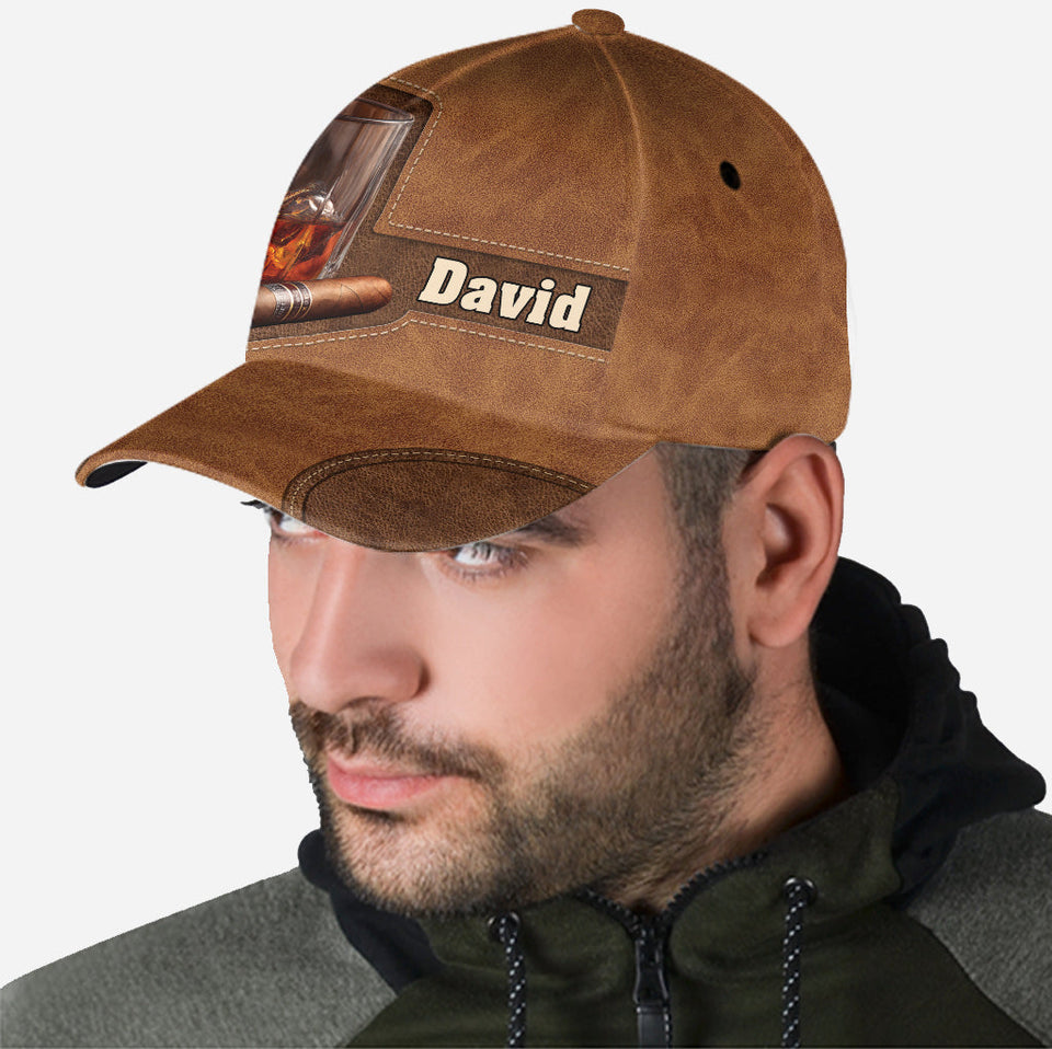 Whiskey, Rum, And Cigar - Personalized Liquor Classic Cap