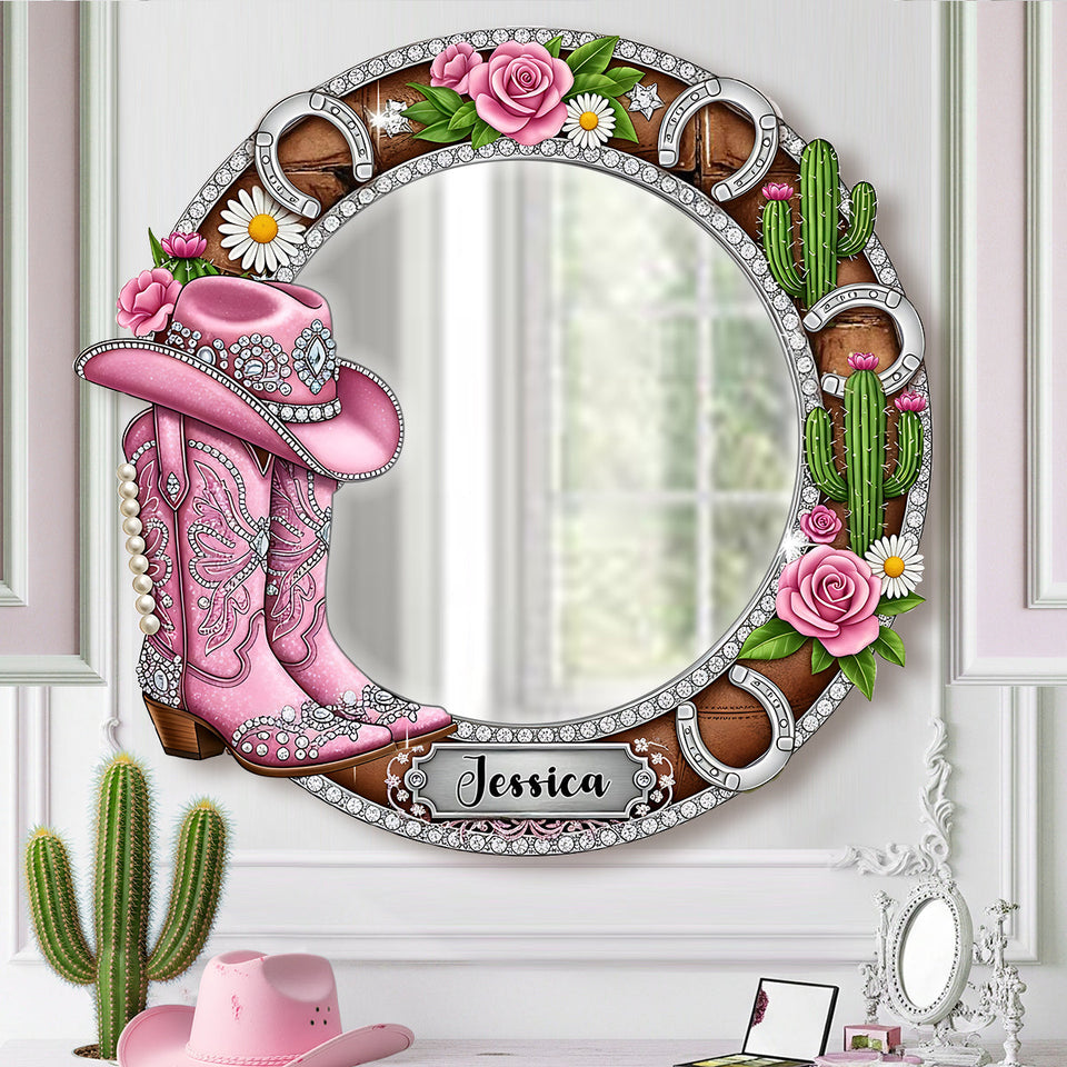 Cowgirl Boots - Personalized Cowgirl Wall Hanging Mirror