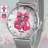 Foi, Espoir, Amour - Montre-bracelet personnalisée pour femmes, sensibilisation au cancer du sein 