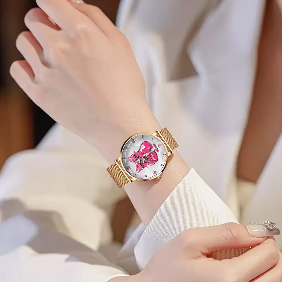 Foi, Espoir, Amour - Montre-bracelet personnalisée pour femmes, sensibilisation au cancer du sein 