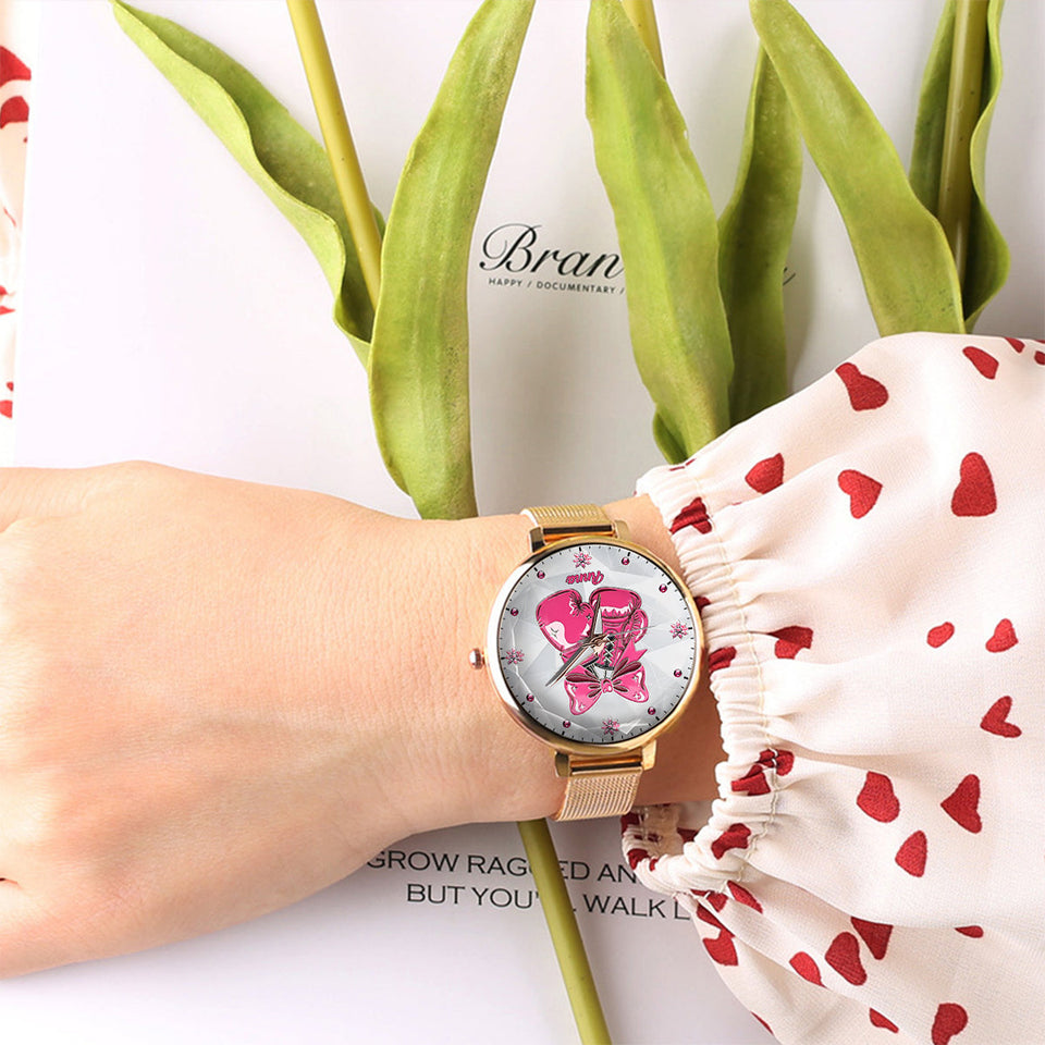 Foi, Espoir, Amour - Montre-bracelet personnalisée pour femmes, sensibilisation au cancer du sein 