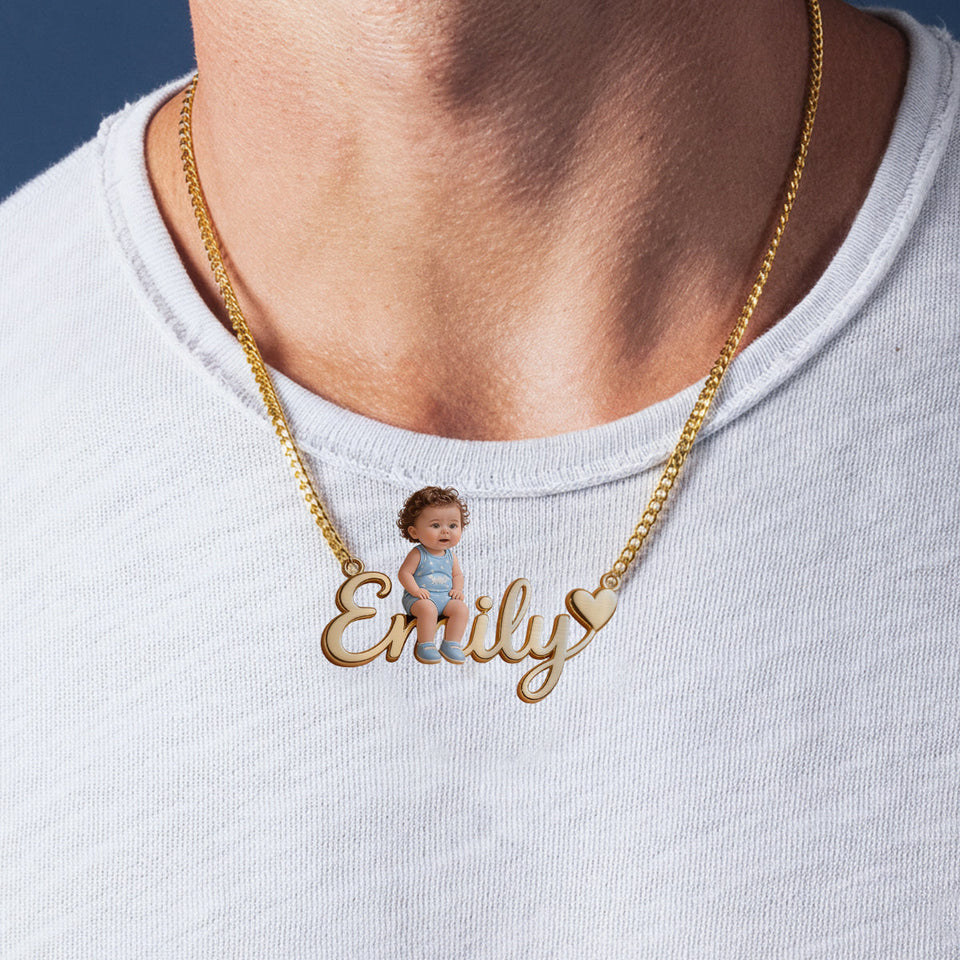 Custom Any Photo - Personalized Kid Shaped Metal Pendant Necklace