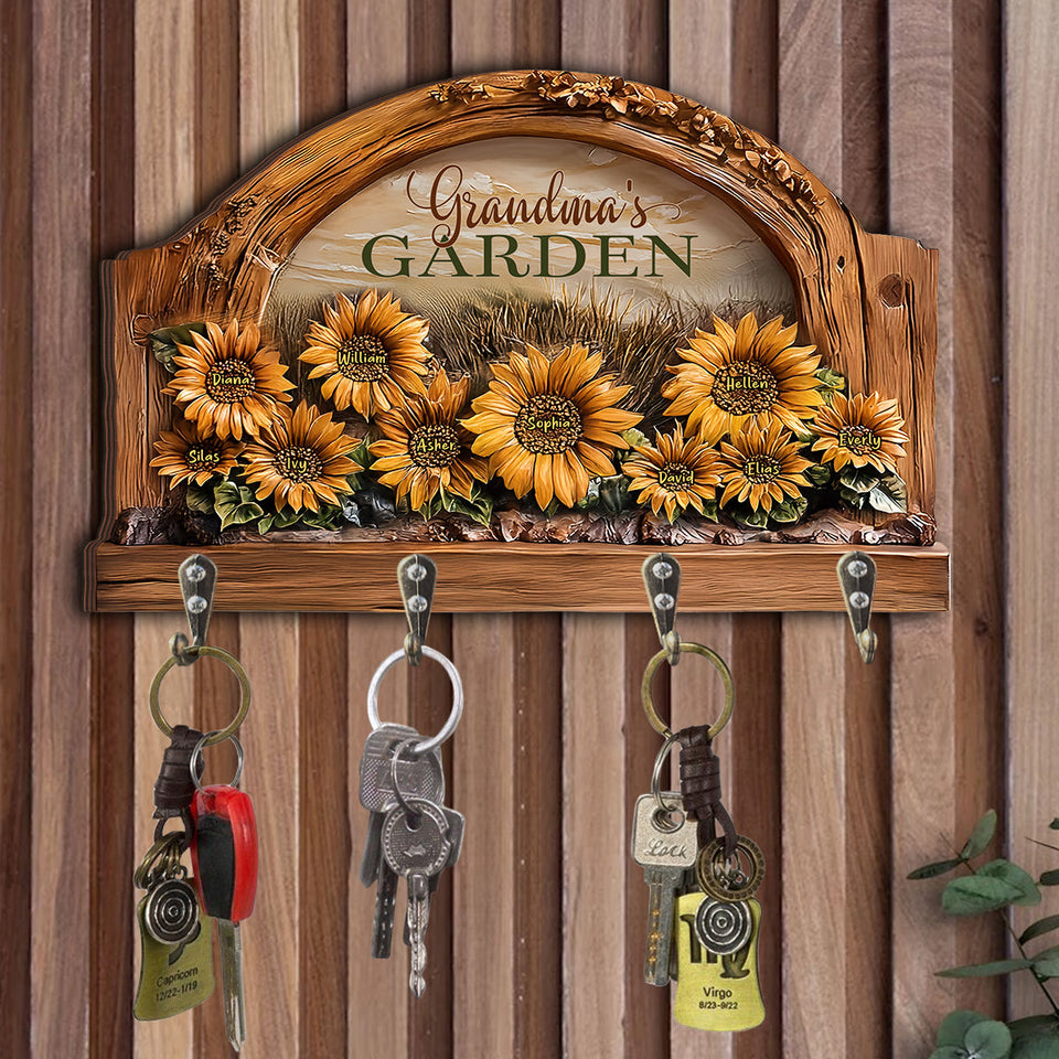 Grandma's / Mom's Garden - Personalized Grandma Custom Shaped Key Rack