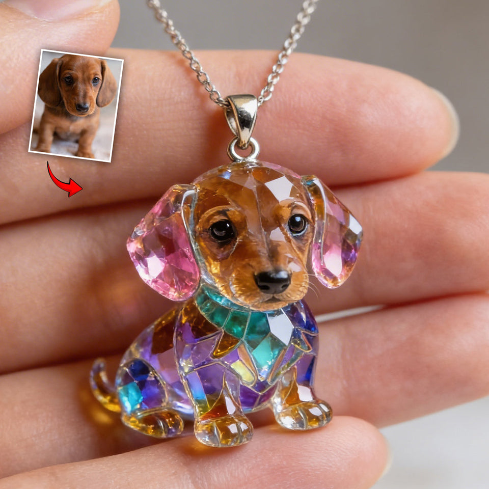 Custom Any Photo - Personalized Dog Shaped Acrylic Pendant Necklace