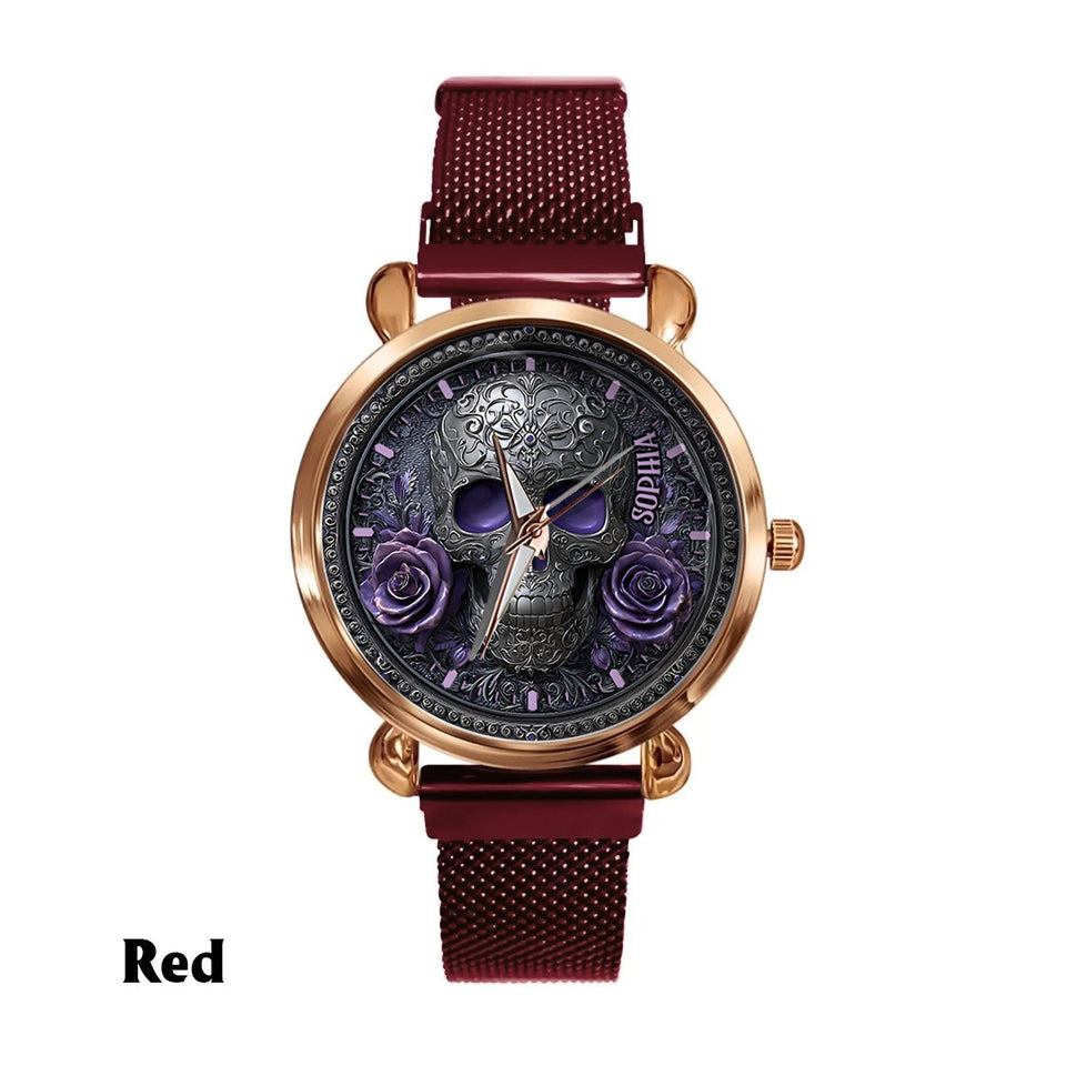 Skull And Roses - Personalized Skull Women Hand Watch