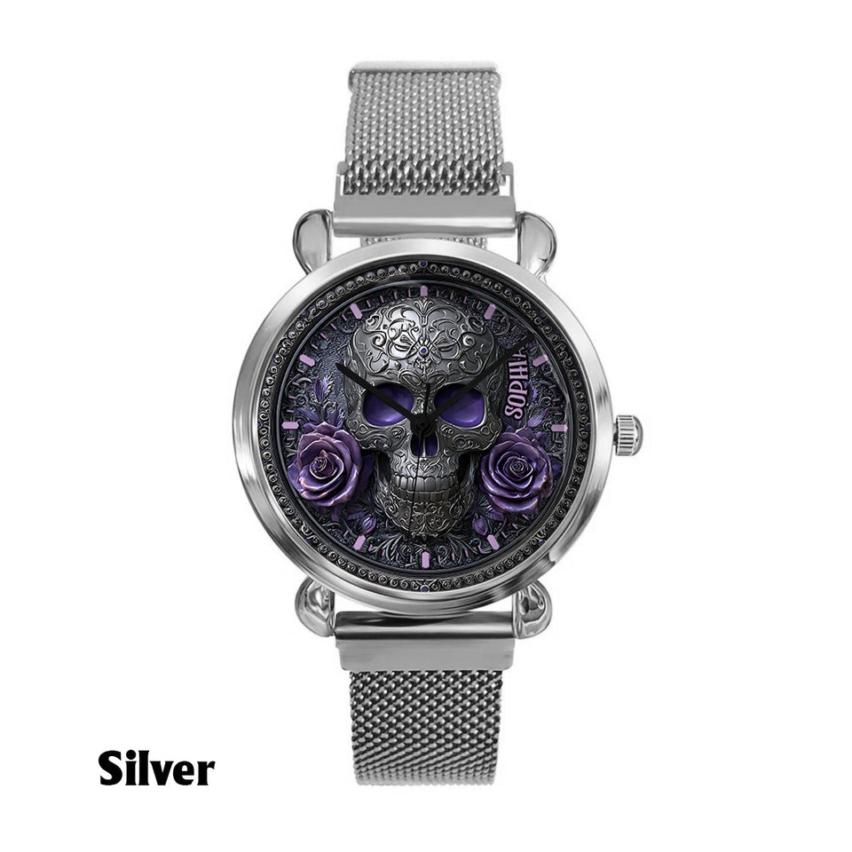 Skull And Roses - Personalized Skull Women Hand Watch