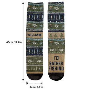 I'd Rather Fishing - Personalized Fishing Socks