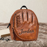 Leather Baseball Glove - Personalized Baseball Changeable Leather Patch Backpack