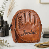 Leather Baseball Glove - Personalized Baseball Changeable Leather Patch Backpack