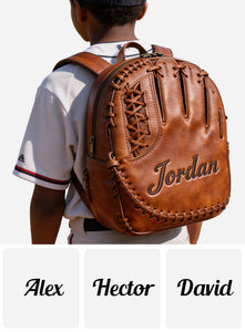 Leather Baseball Glove - Personalized Baseball Changeable Leather Patch Backpack