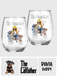 The Catmother/ The Catfather/ The Dogmother/ - Personalized Dog All Over Wine Glass