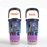 Custom Teacher Bright Back To School - Personalized Teacher Tumbler With Grip Handle