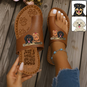 Just A Girl Who Loves Dogs - Personalized Dog Open Toe Sandals
