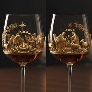 The Holy Night - Personalized Christian Wine Glass With Long Stem