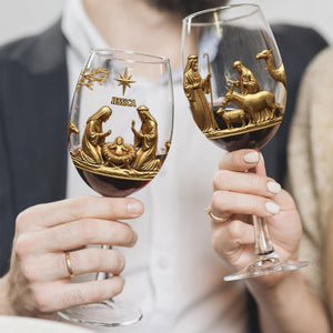 The Holy Night - Personalized Christian Wine Glass With Long Stem