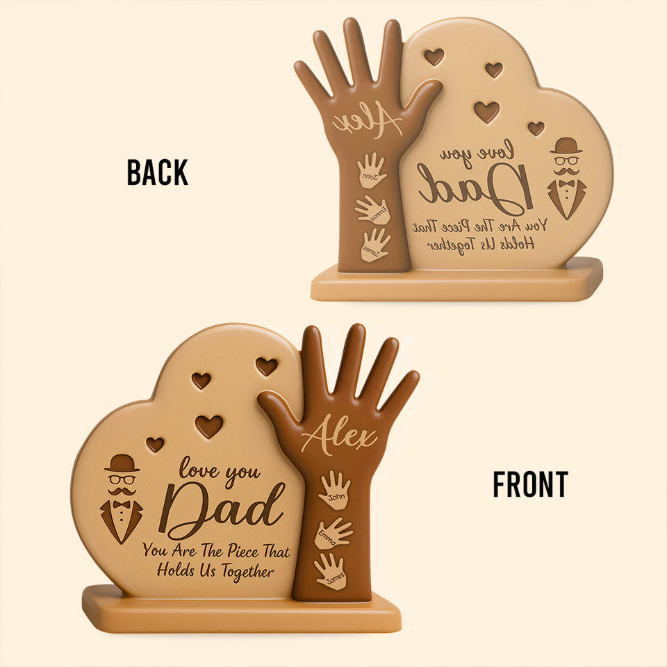 Dad Heart Kid's Hand - Personalized Father Custom Shaped Acrylic Plaque