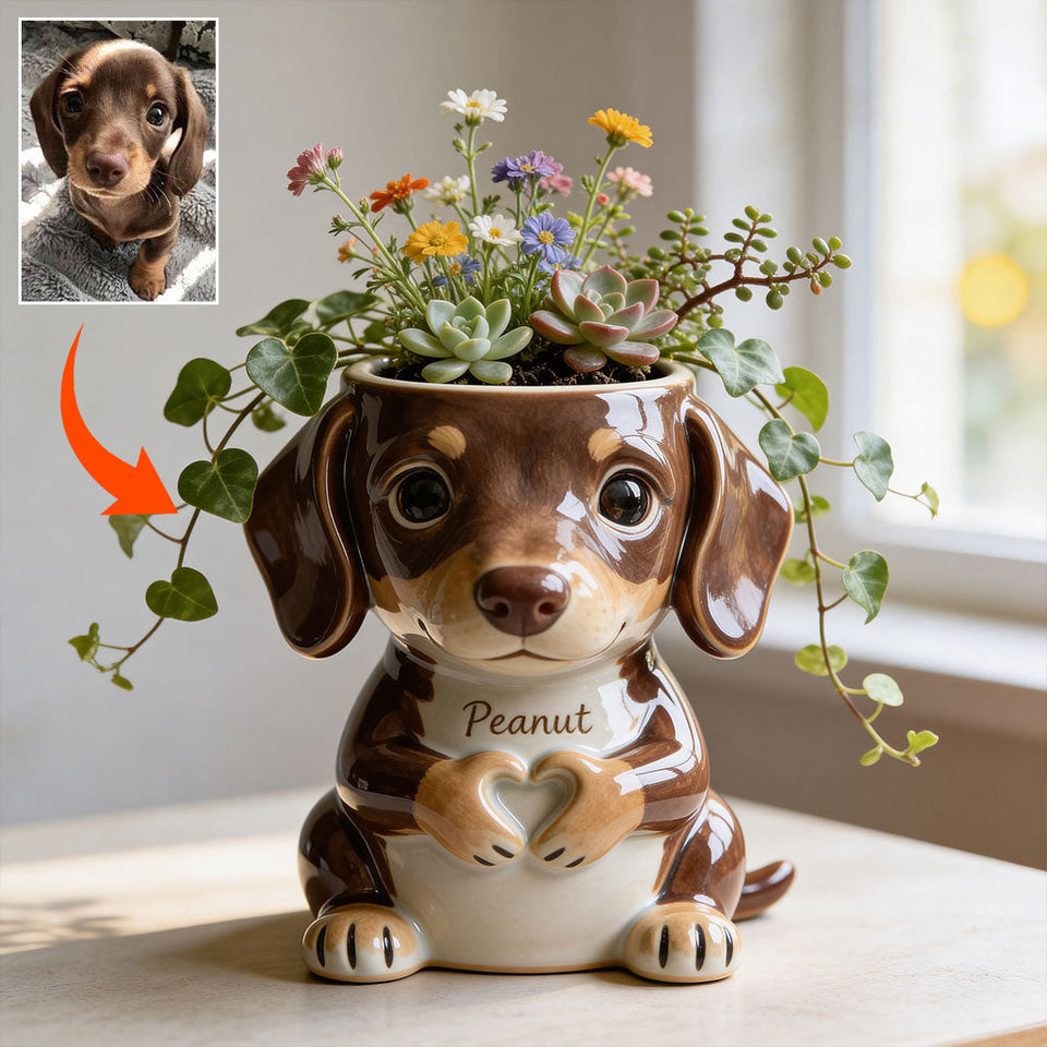 Custom Any Photo - Love My Pet - Personalized Dog Acrylic Pot