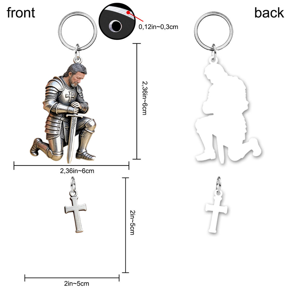 Knight Of God - Personalized Christian Keychain With Charms