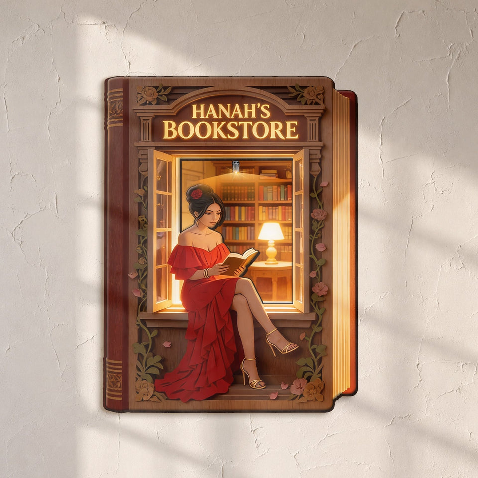 My Bookstore - Personalized Book Wooden Light Shadow Box