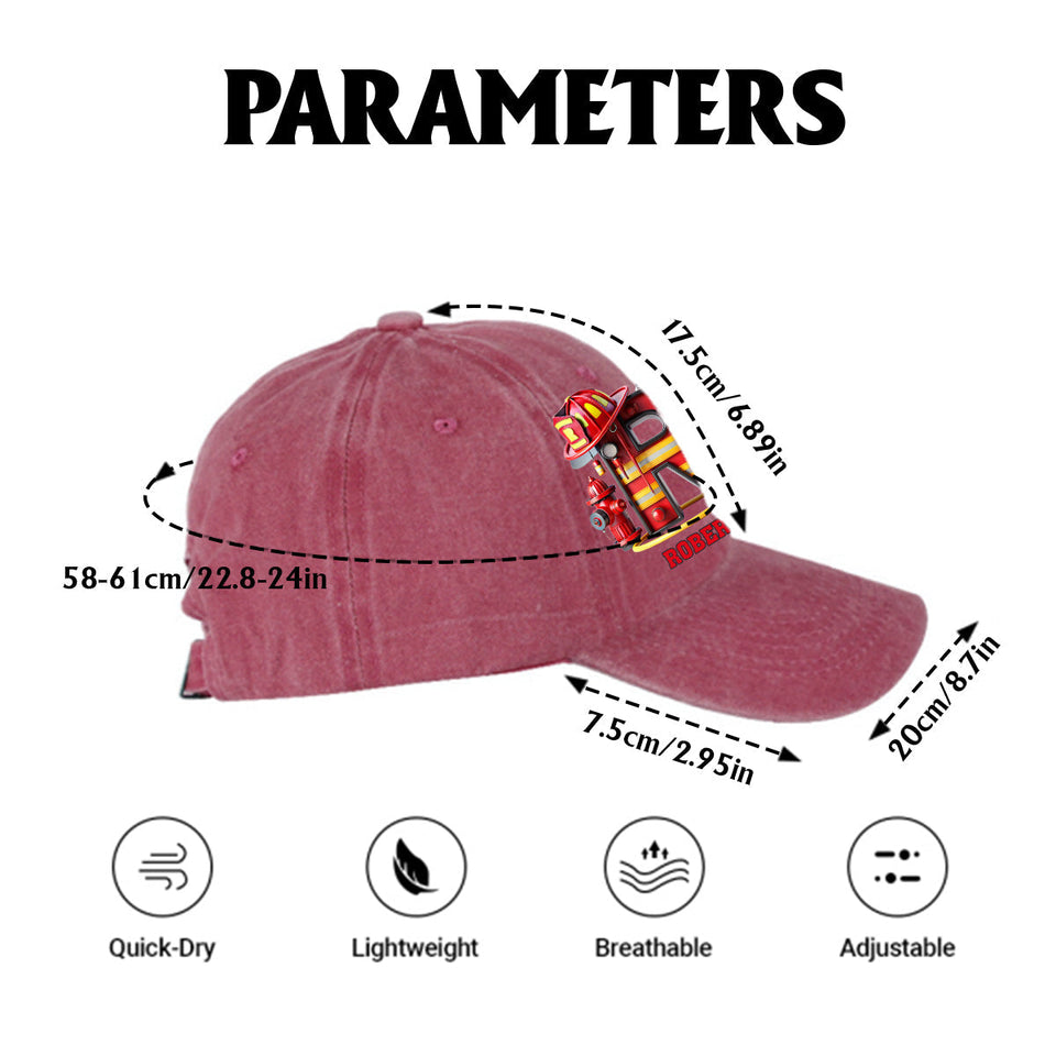 Alphabet Firefighter - Personalized Firefighter Washed Denim Cap