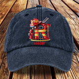 Alphabet Firefighter - Personalized Firefighter Washed Denim Cap
