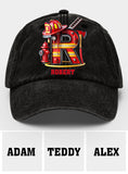 Alphabet Firefighter - Personalized Firefighter Washed Denim Cap