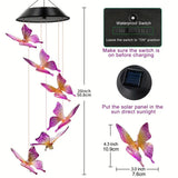 Purple Butterfly Solar Wind Chimes Color Changing Lights