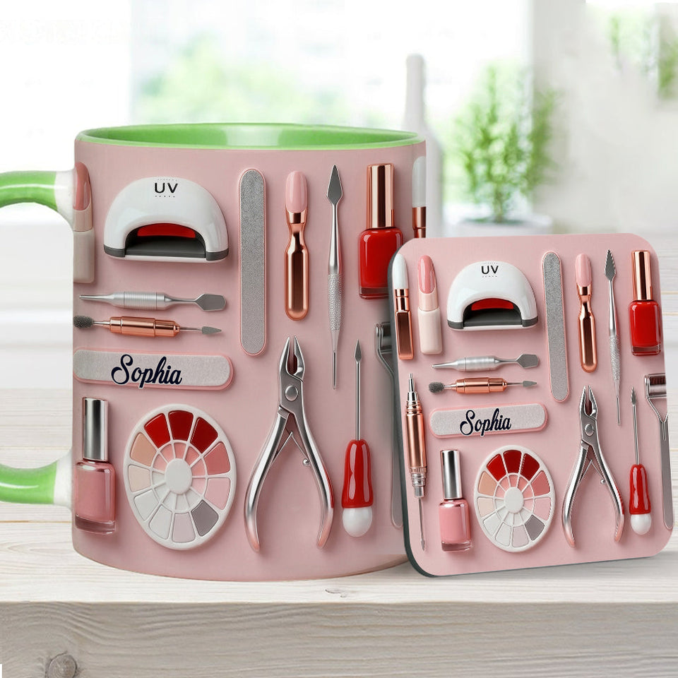 Nail Tech - Personalized Nail Salon Accent Mug & Coaster