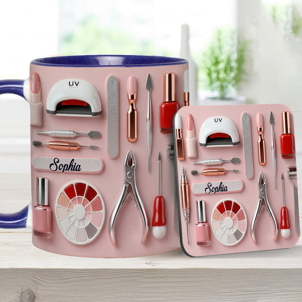 Nail Tech - Personalized Nail Salon Accent Mug & Coaster