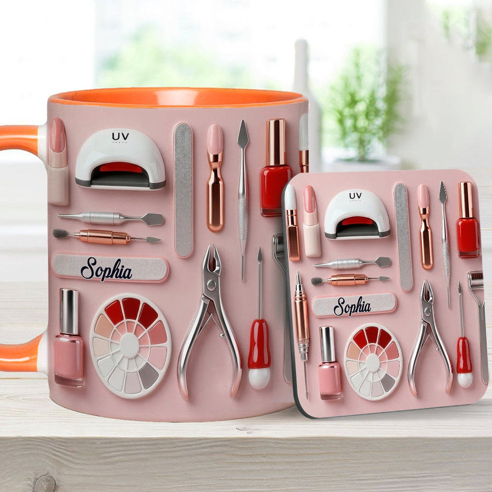 Nail Tech - Personalized Nail Salon Accent Mug & Coaster