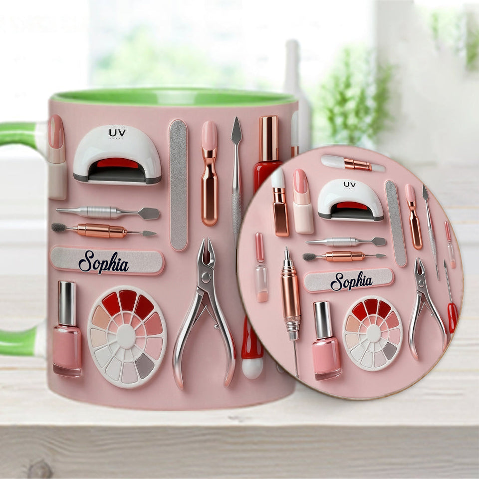 Nail Tech - Personalized Nail Salon Accent Mug & Coaster