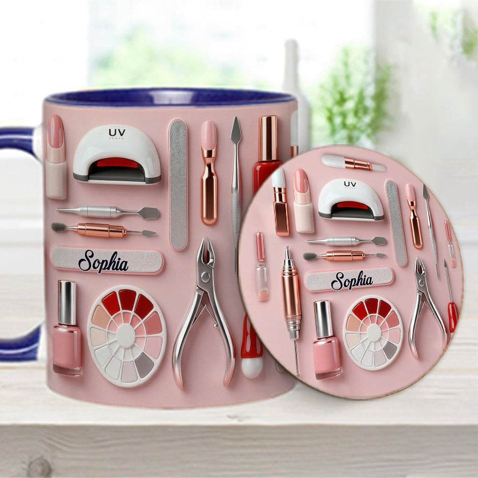 Nail Tech - Personalized Nail Salon Accent Mug & Coaster