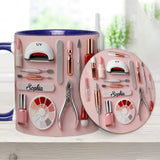Nail Tech - Personalized Nail Salon Accent Mug & Coaster