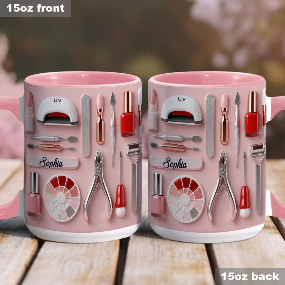 Nail Tech - Personalized Nail Salon Accent Mug & Coaster