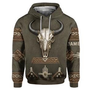 Skull Tribal, Native American Pattern - Personalized American Indian Hoodie and Sweatpants