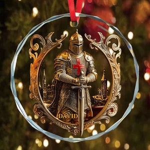 Strong Warrior - Personalized Christian Round Shaped Glass Ornament