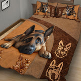 Sleeping German Shepherd - Personalized Dog Quilt Set