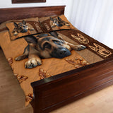 Sleeping German Shepherd - Personalized Dog Quilt Set