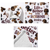 Life Is Better With Dogs - Personalized Dachshund Blanket Hoodie