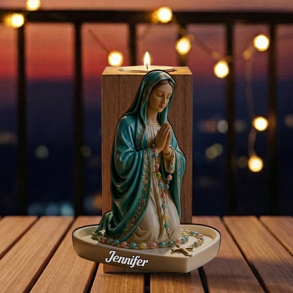 Believe - Personalized Christian Custom Shape Wooden Candle Holder