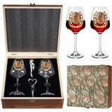 Custom Any Photo Birth Month Flower - Personalized Self Love Wine Glasses Set With Wooden Box