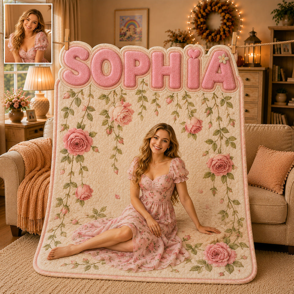 Special Flower Name Blanket - Personalized Self Love Shaped Fleece Blanket