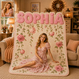 Special Flower Name Blanket - Personalized Self Love Shaped Fleece Blanket