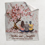 Mother And Daughters Forever Linked Together - Personalized Mother Blanket